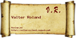 Valter Roland névjegykártya